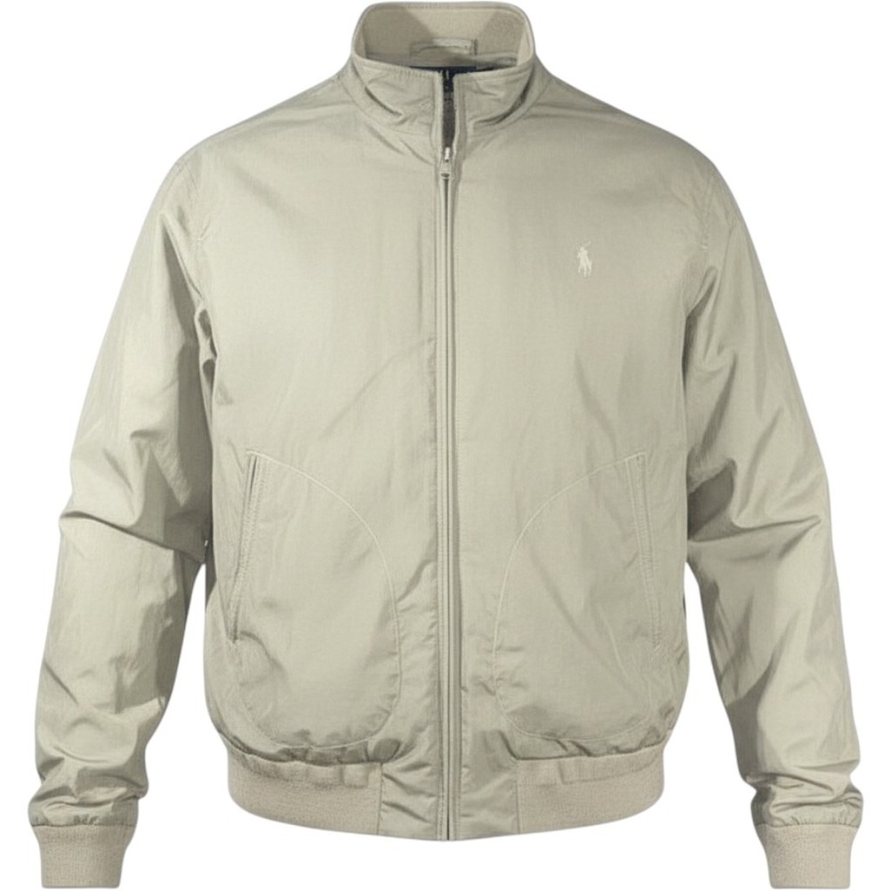 Polo Ralph Lauren Jacket Mens Large Green Bomber Full Zip Nylon Lined Pockets